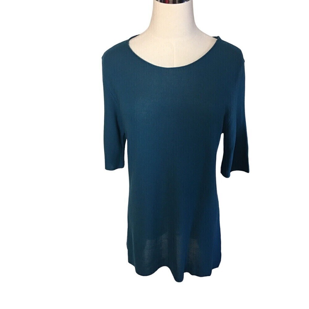 Eileen Fisher Teal Tencel Lyocell Tunic Top Medium Women’s Pullover Blue Green